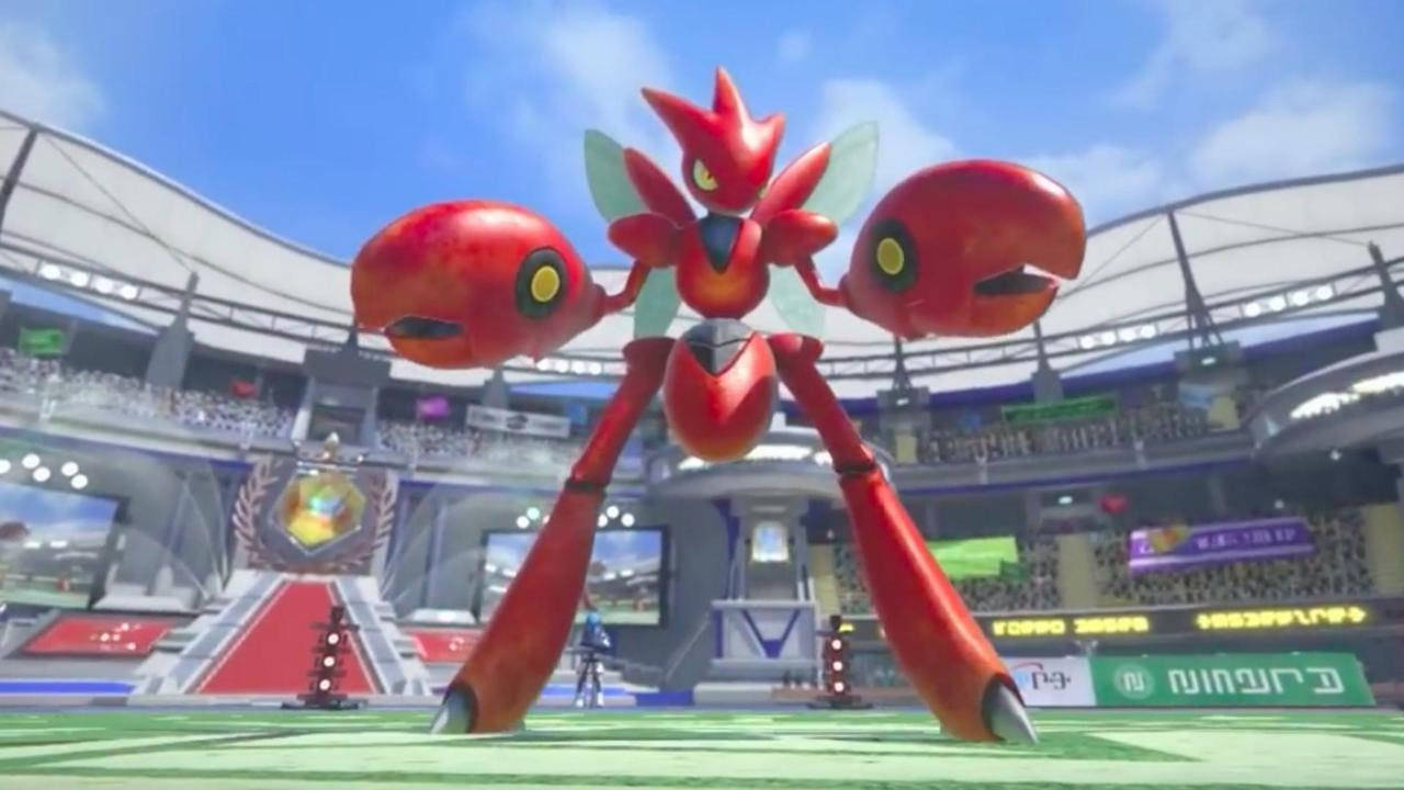 Scizor, three heads, stadium field, HD Desktop Wallpaper