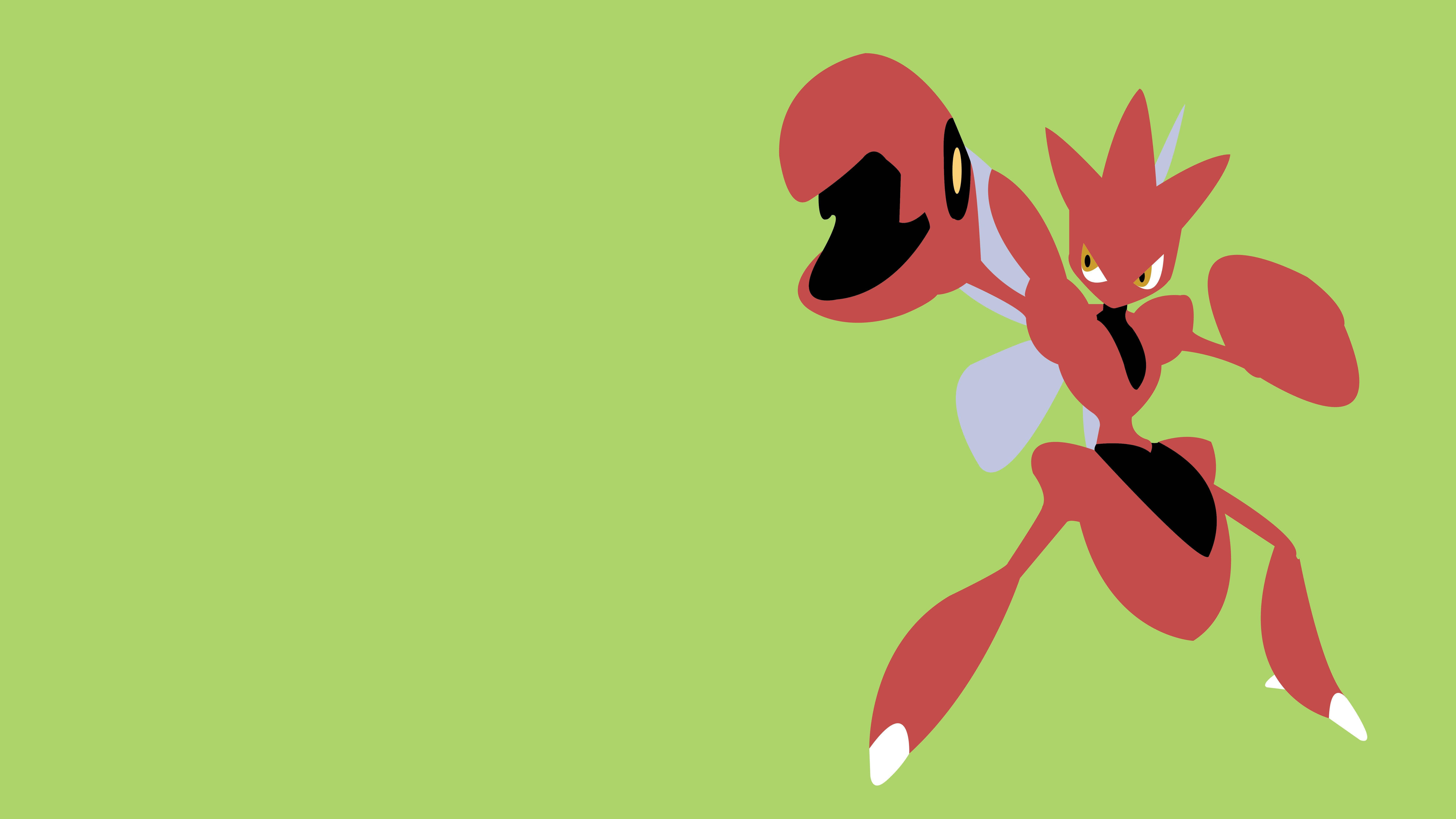 Scizor, red and black, white-tipped limbs, 8K Desktop Wallpaper