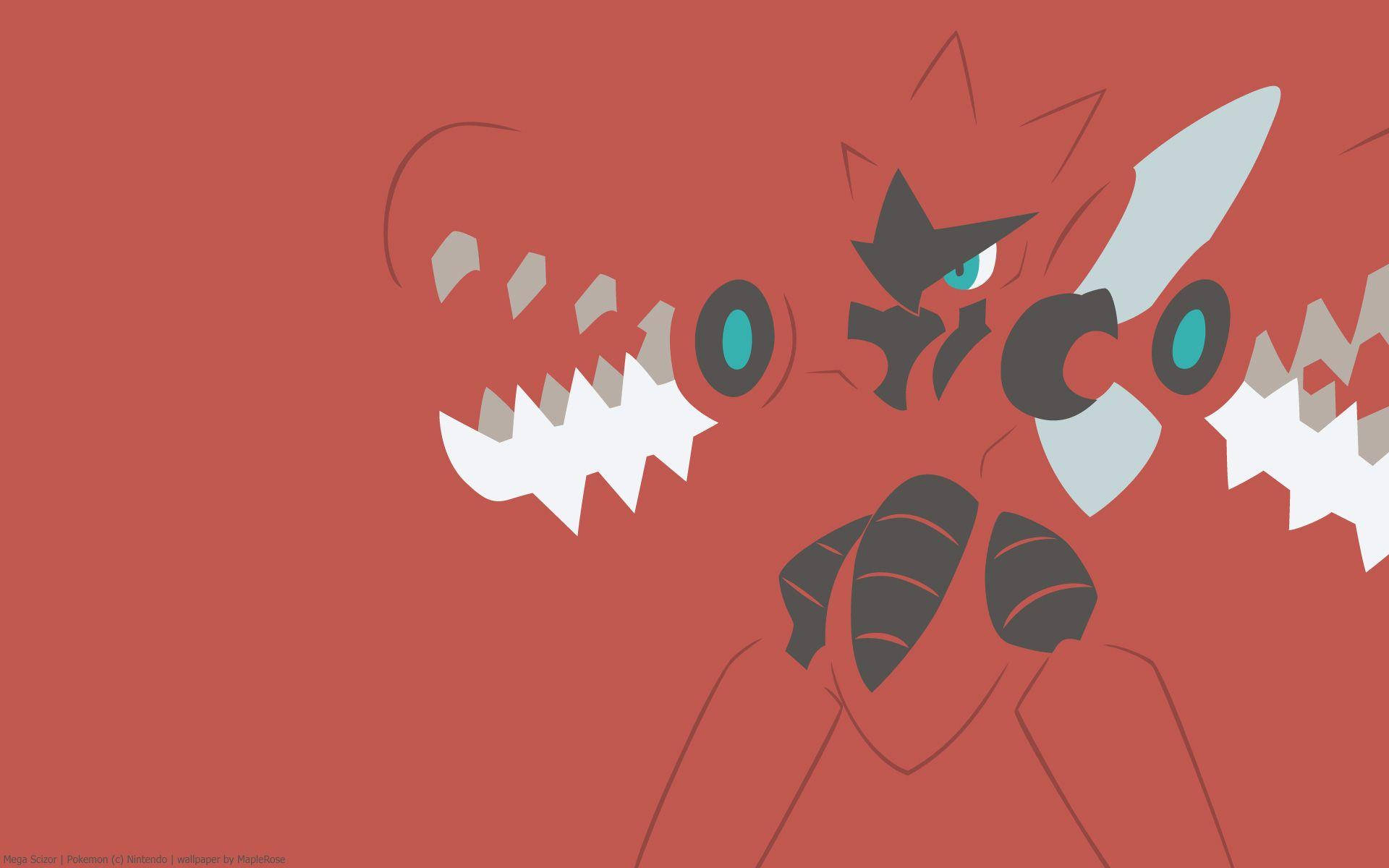 Scizor, red, black, Full HD Desktop Wallpaper