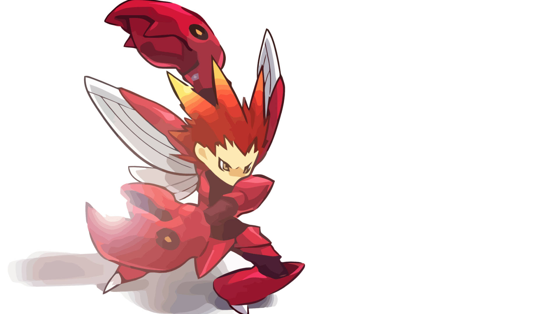 Scizor, fiery red, anime-style, Full HD Desktop Wallpaper