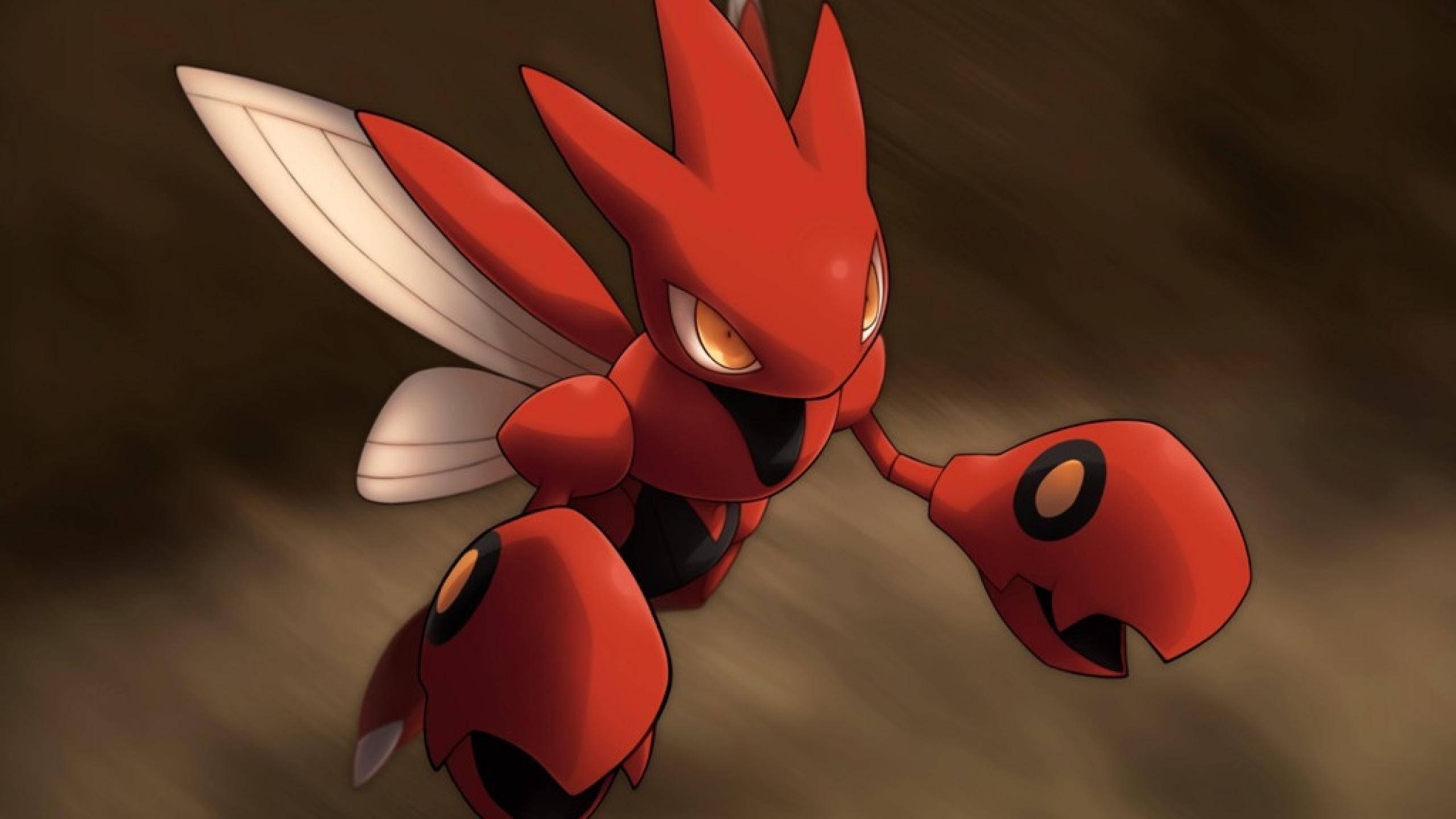 Flying Scizor, anime, fiery red, 2K Desktop Wallpaper