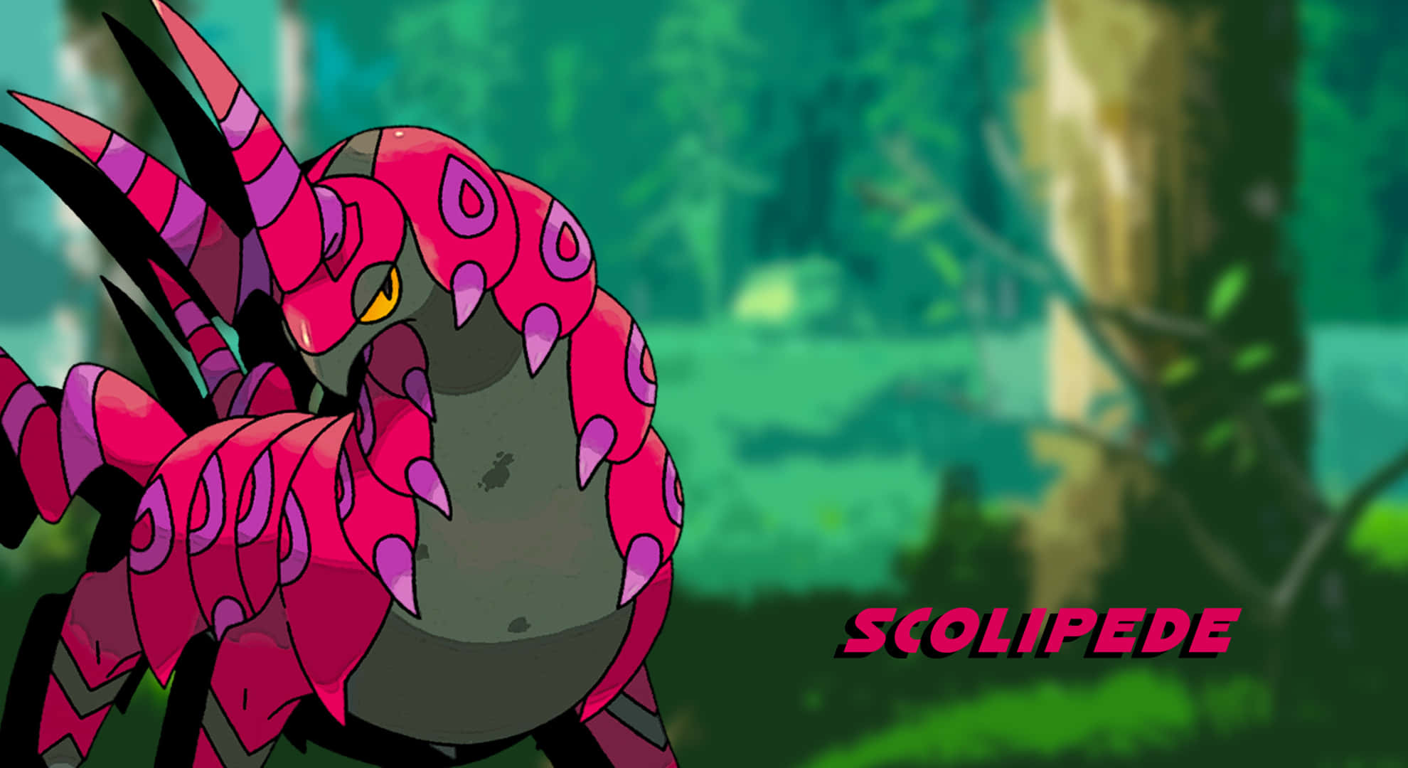 Scolipede, pink and purple, sharp spines, Full HD Desktop Wallpaper