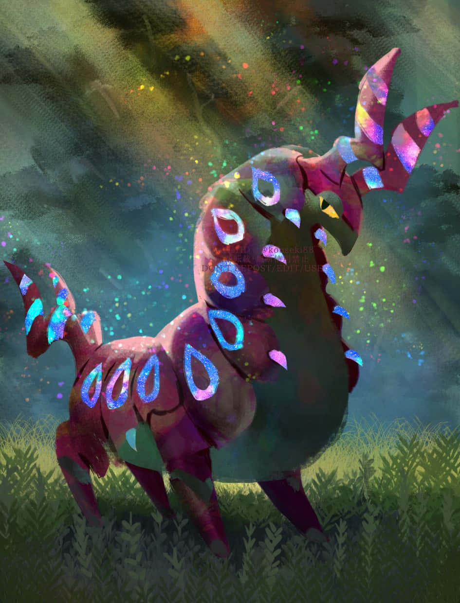 Scolipede, glowing blue patterns, rainbow horns, SD Phone Wallpaper