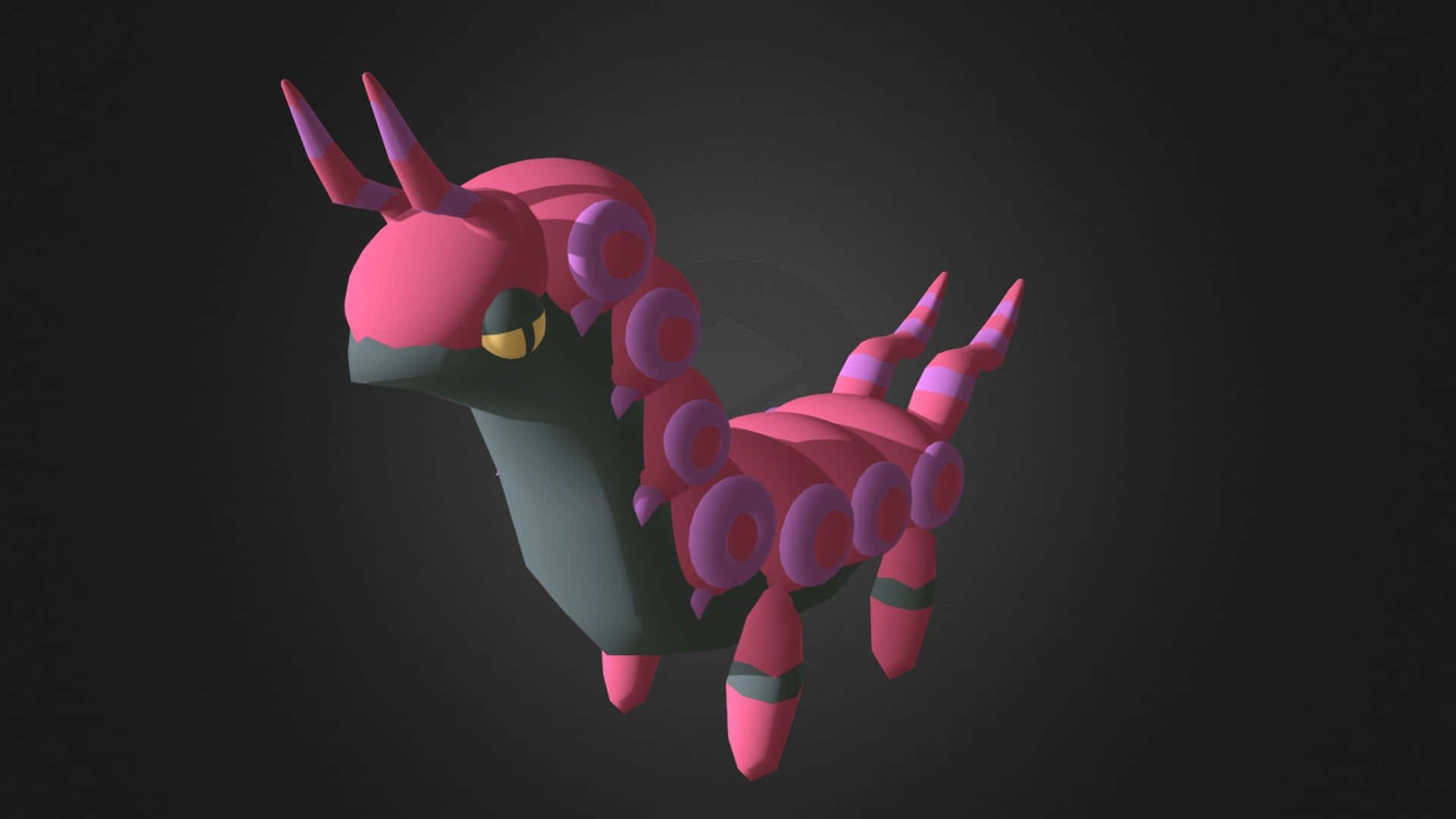 Scolipede, pink and purple, glowing yellow eyes, Full HD Desktop Wallpaper
