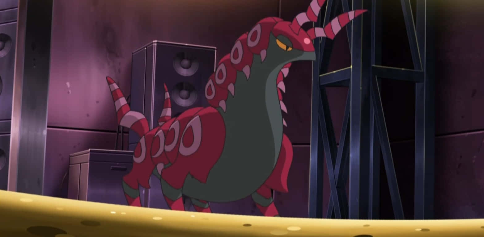 Scolipede, red and green, glowing yellow eyes, HD Desktop Wallpaper