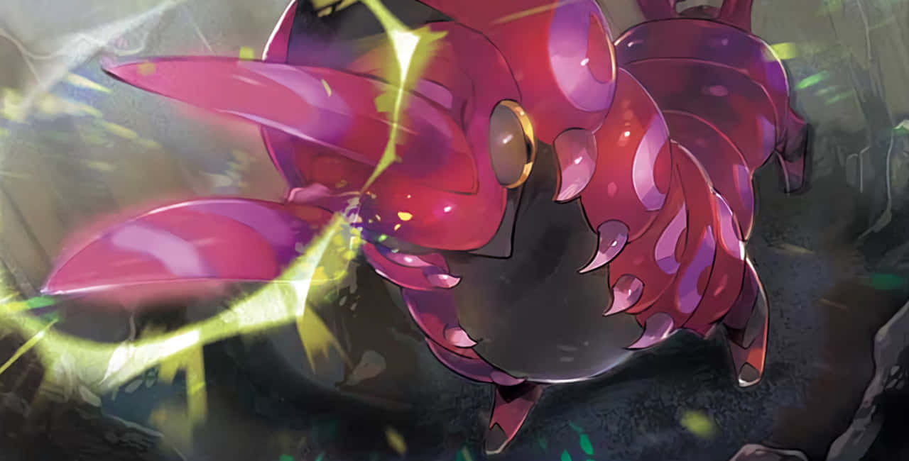 Scolipede, anime-style, glowing yellow energy blast, HD Desktop Wallpaper