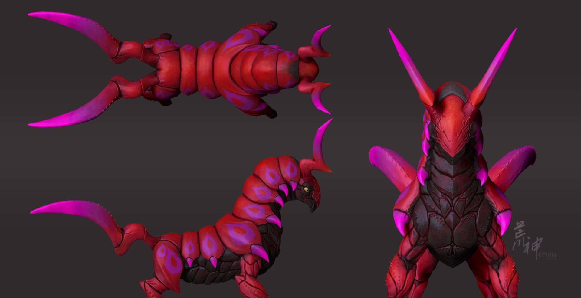 Scolipede, red, purple, Full HD Desktop Wallpaper