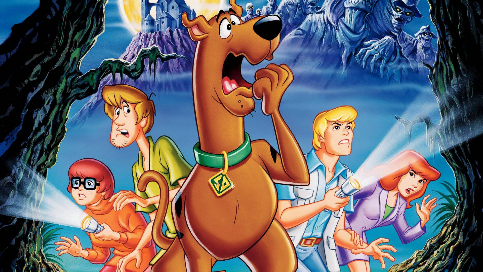 Scooby Doo, gang, dark cave, Full HD Desktop Wallpaper