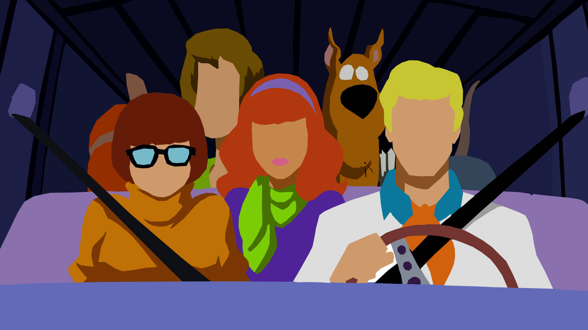 Scooby Doo, gang, cartoon car, Full HD Desktop Wallpaper