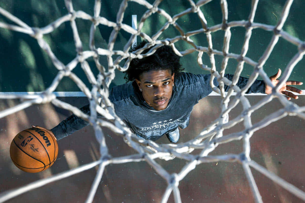 Scoot Henderson, basketball player, hoop net, SD Desktop Wallpaper