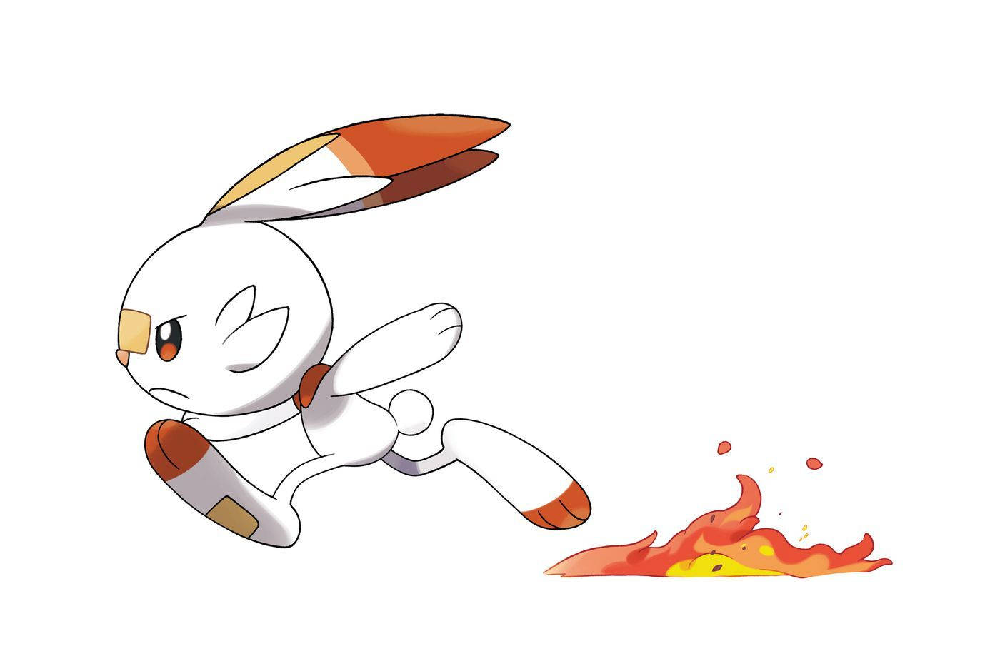 Scorbunny, white rabbit-like anime character, orange-tipped ears, HD Desktop Wallpaper