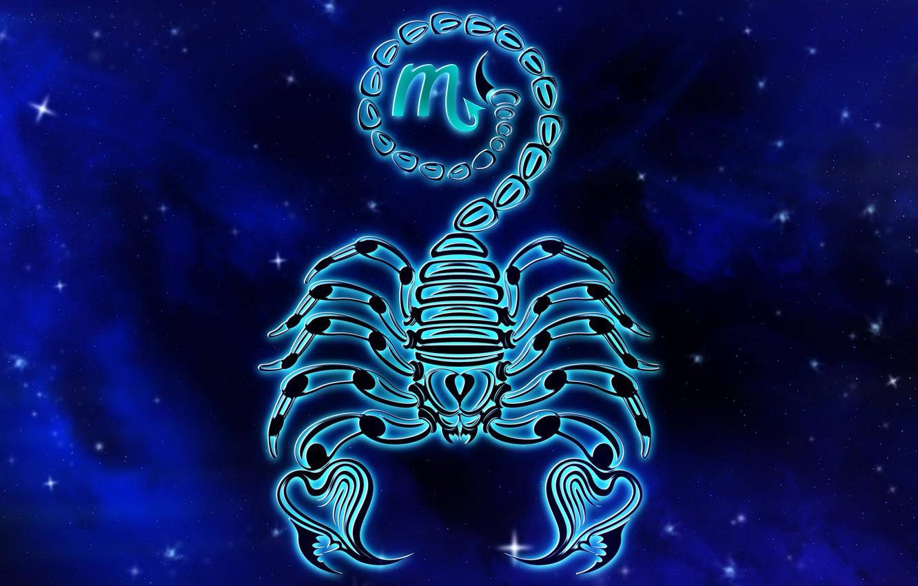 Scorpio Blue Galaxy, blue scorpion zodiac symbol, crescent moon, HD Desktop Wallpaper