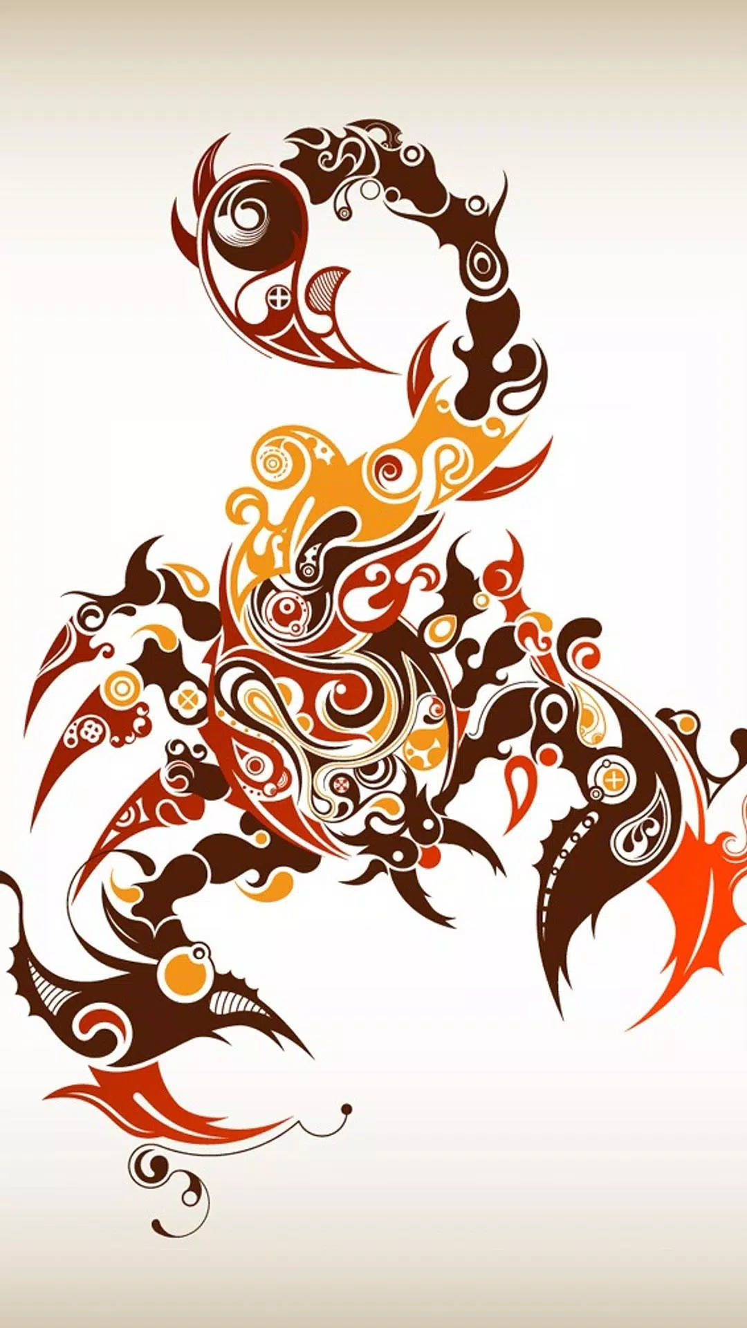 Scorpio, tribal patterns, fiery orange, Full HD Phone Wallpaper