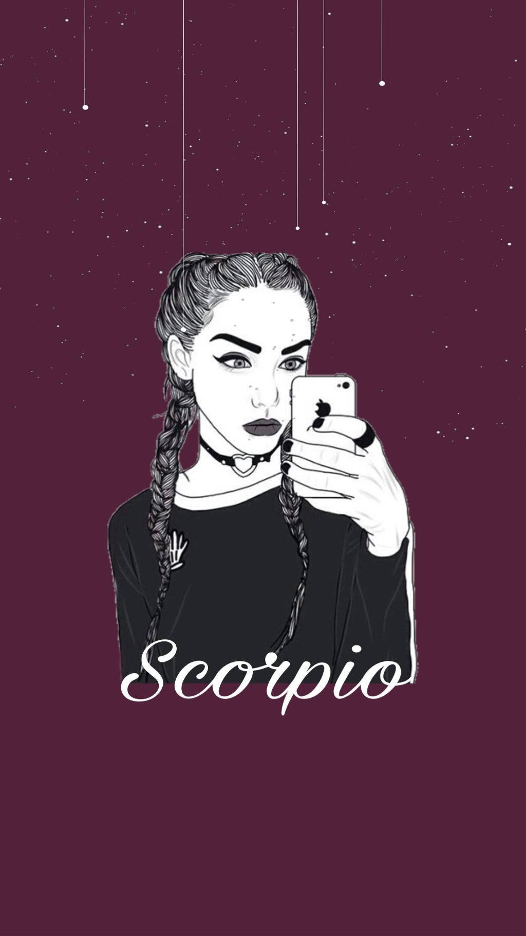 Maroon Scorpio Aesthetic Girl, Scorpio, starry maroon background, HD Phone Wallpaper