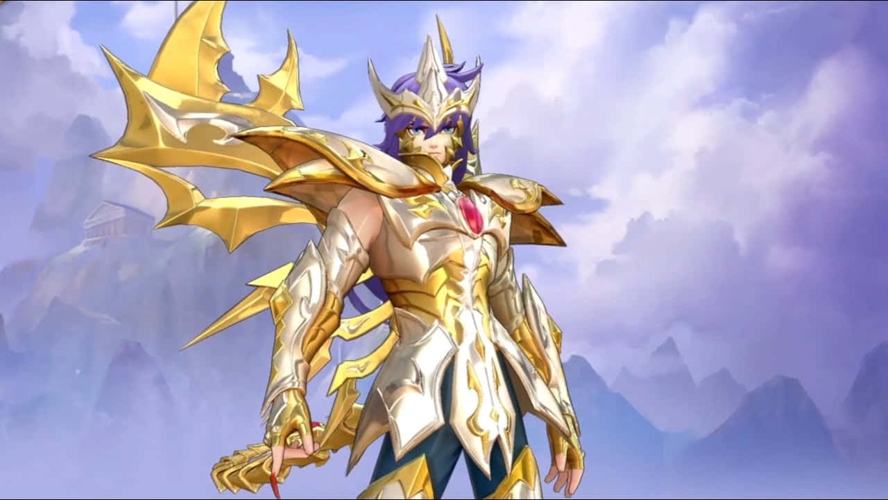 Scorpio Milo, golden armor, golden wings, HD Desktop Wallpaper