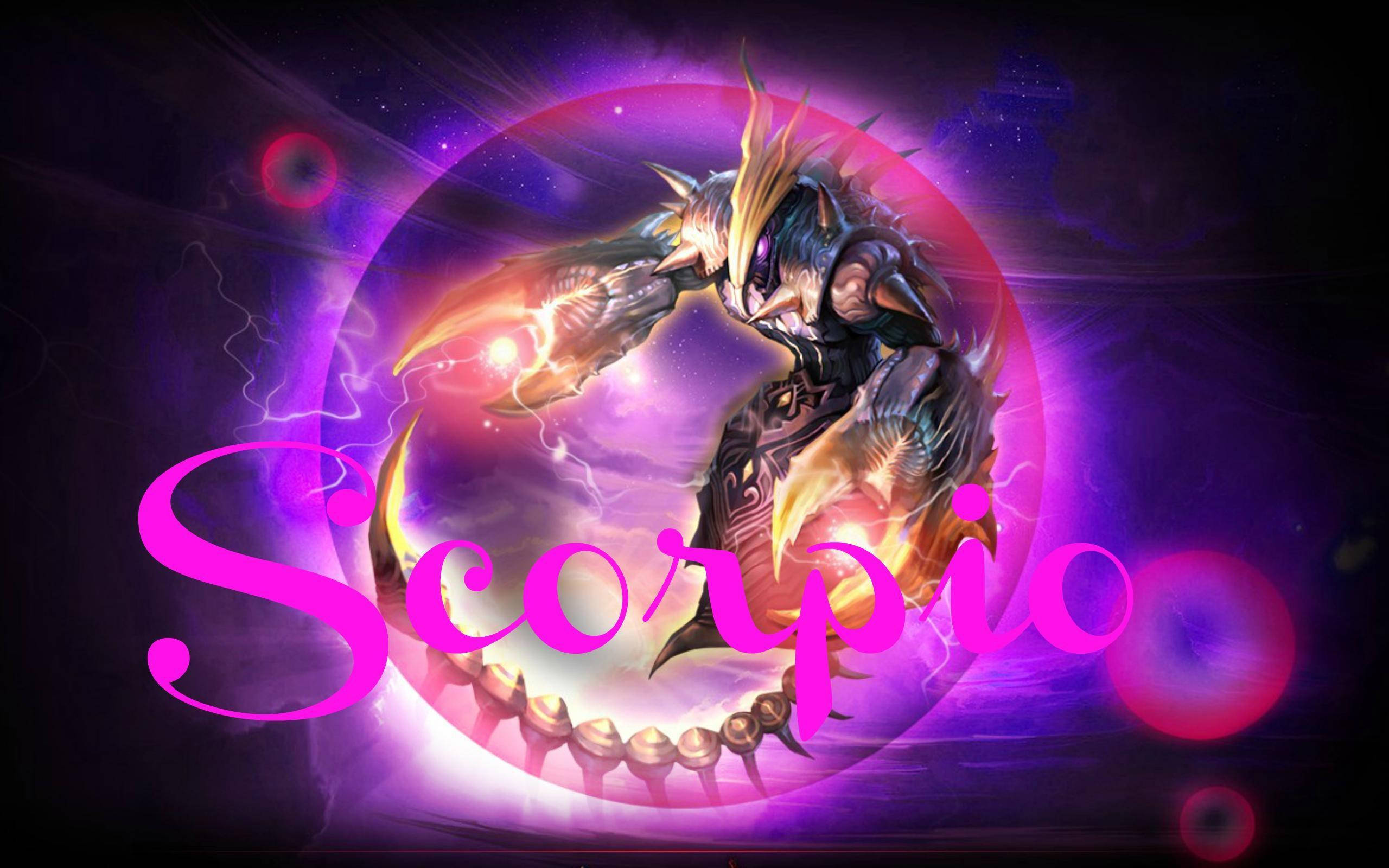 Scorpio, cosmic purple sphere, starry night sky, 2K Desktop Wallpaper