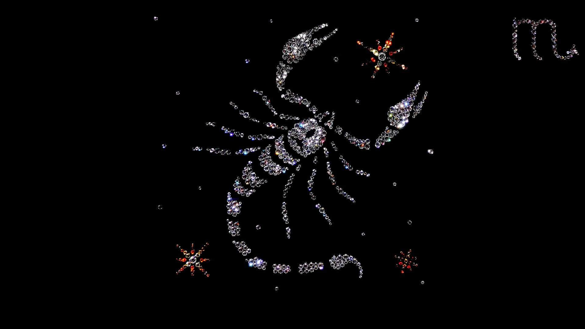 Scorpio Zodiac, glittering scorpion constellation, sparkling rhinestones, Full HD Desktop Wallpaper