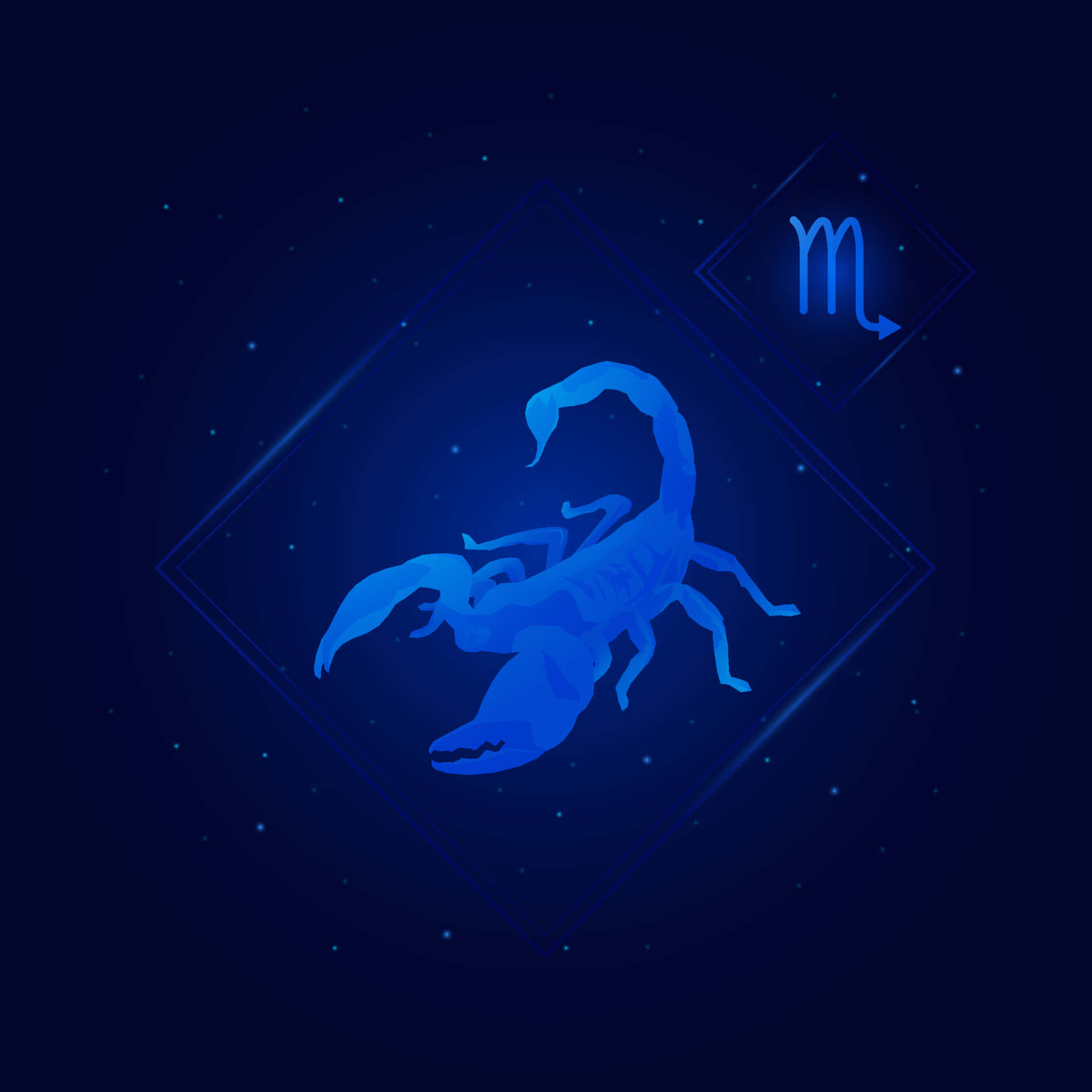 Scorpio Zodiac, glowing blue, diamond frame, Full HD Desktop Wallpaper