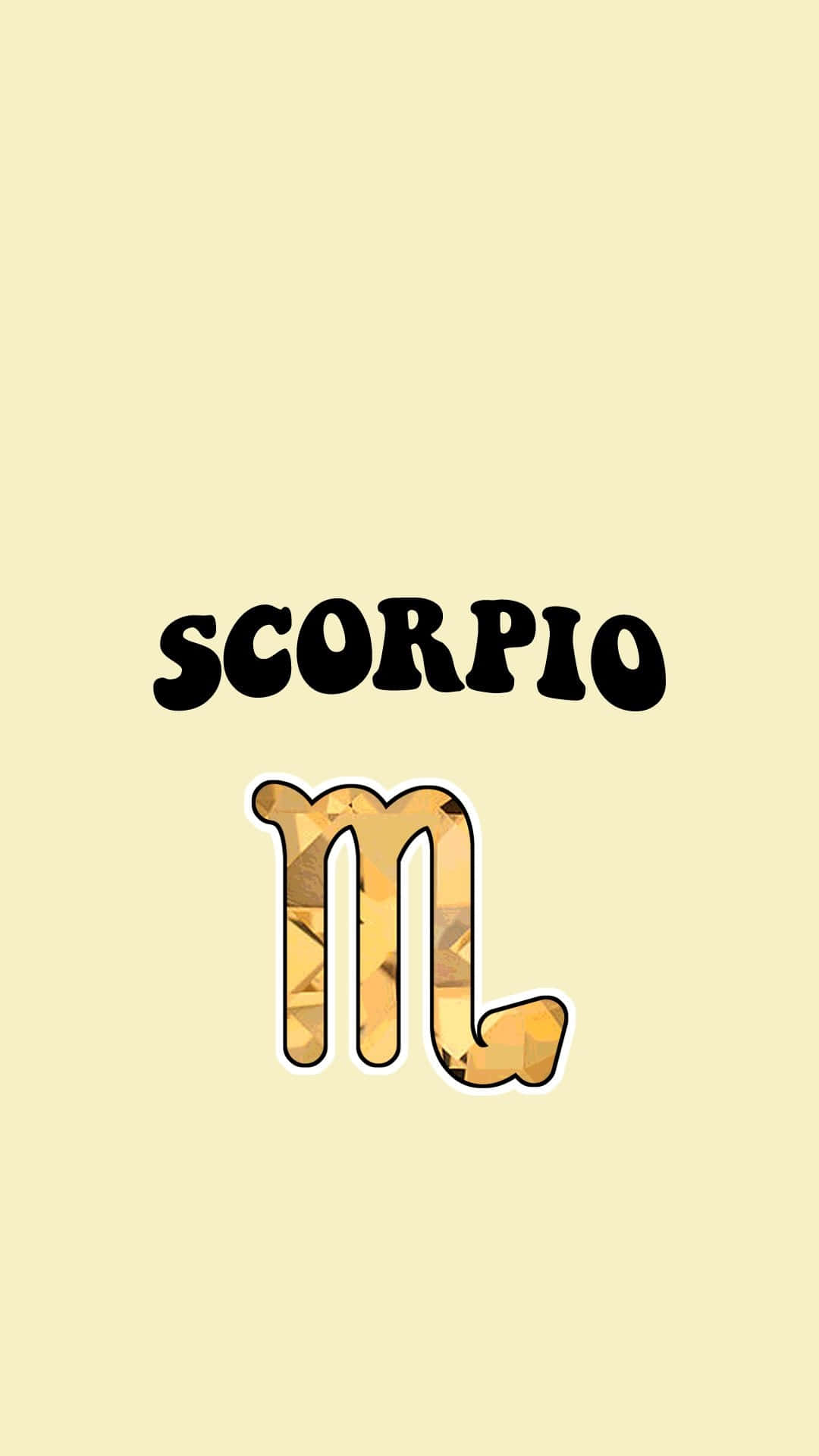 Scorpio, golden geometric scorpion symbol, pale yellow background, Full HD Phone Wallpaper