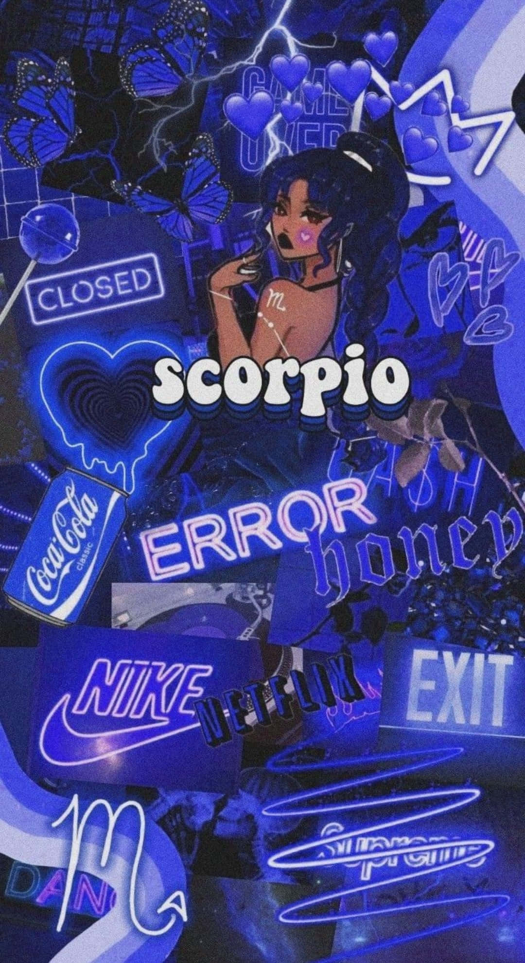 neon, vibrant blue, anime girl, Full HD Phone Wallpaper