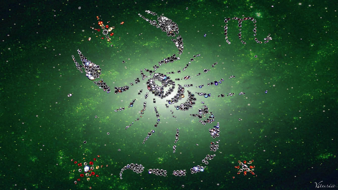 Scorpio, gems, green, HD Desktop Wallpaper
