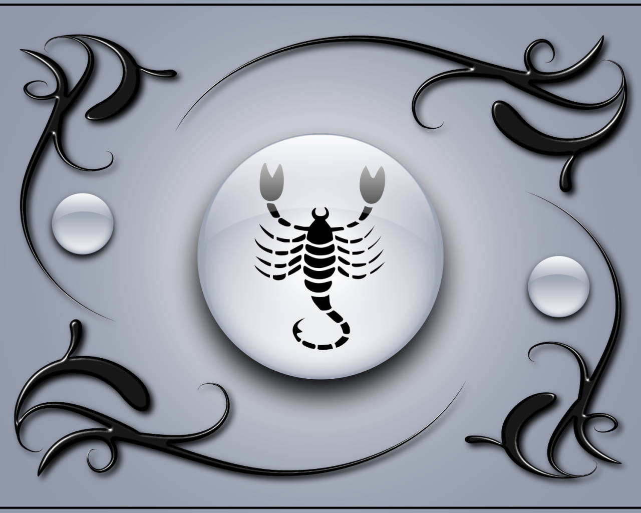 Scorpio, glossy orb, black filigree, HD Desktop Wallpaper