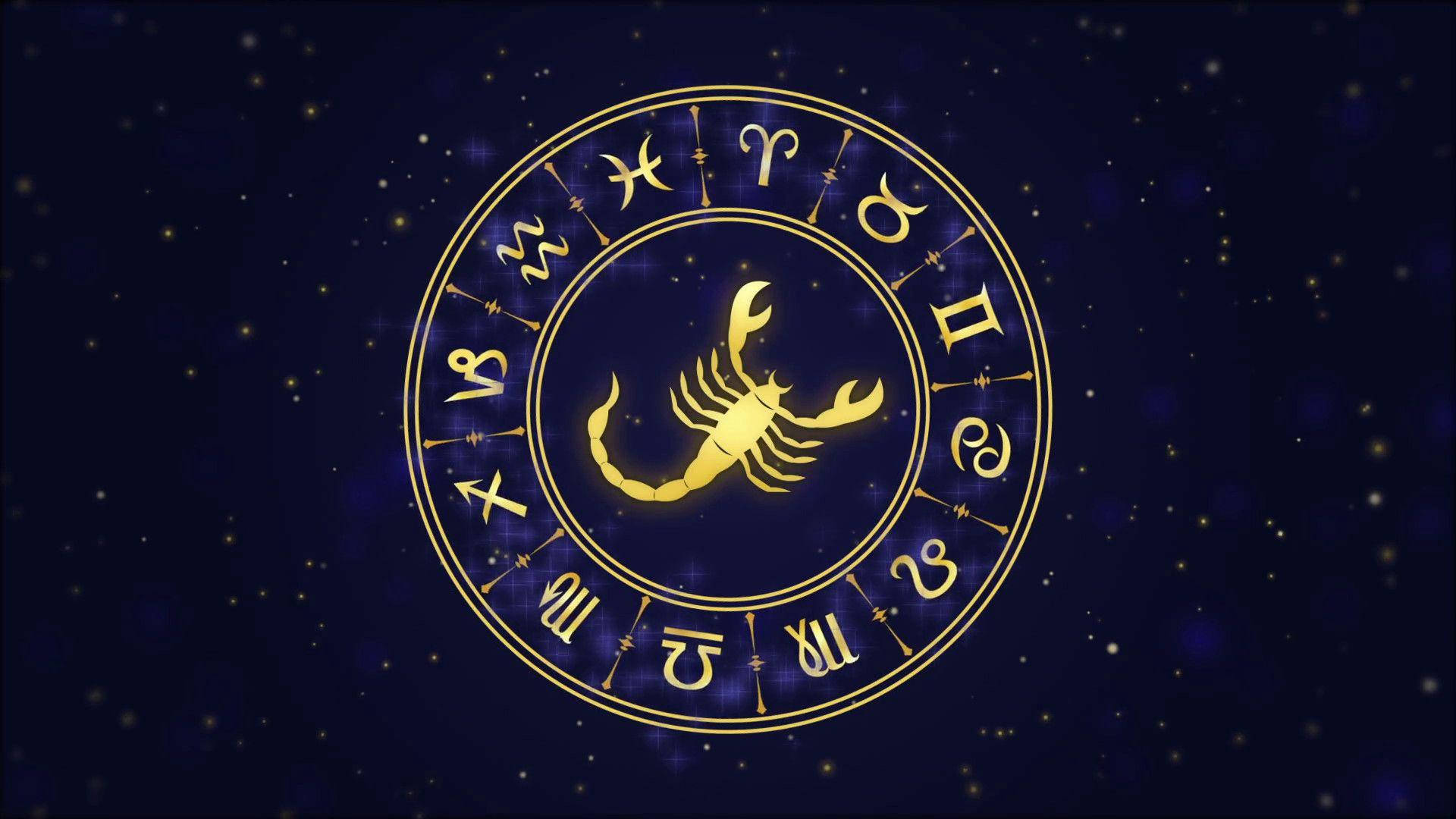 Scorpio, zodiac wheel, glowing scorpion, Full HD Desktop Wallpaper