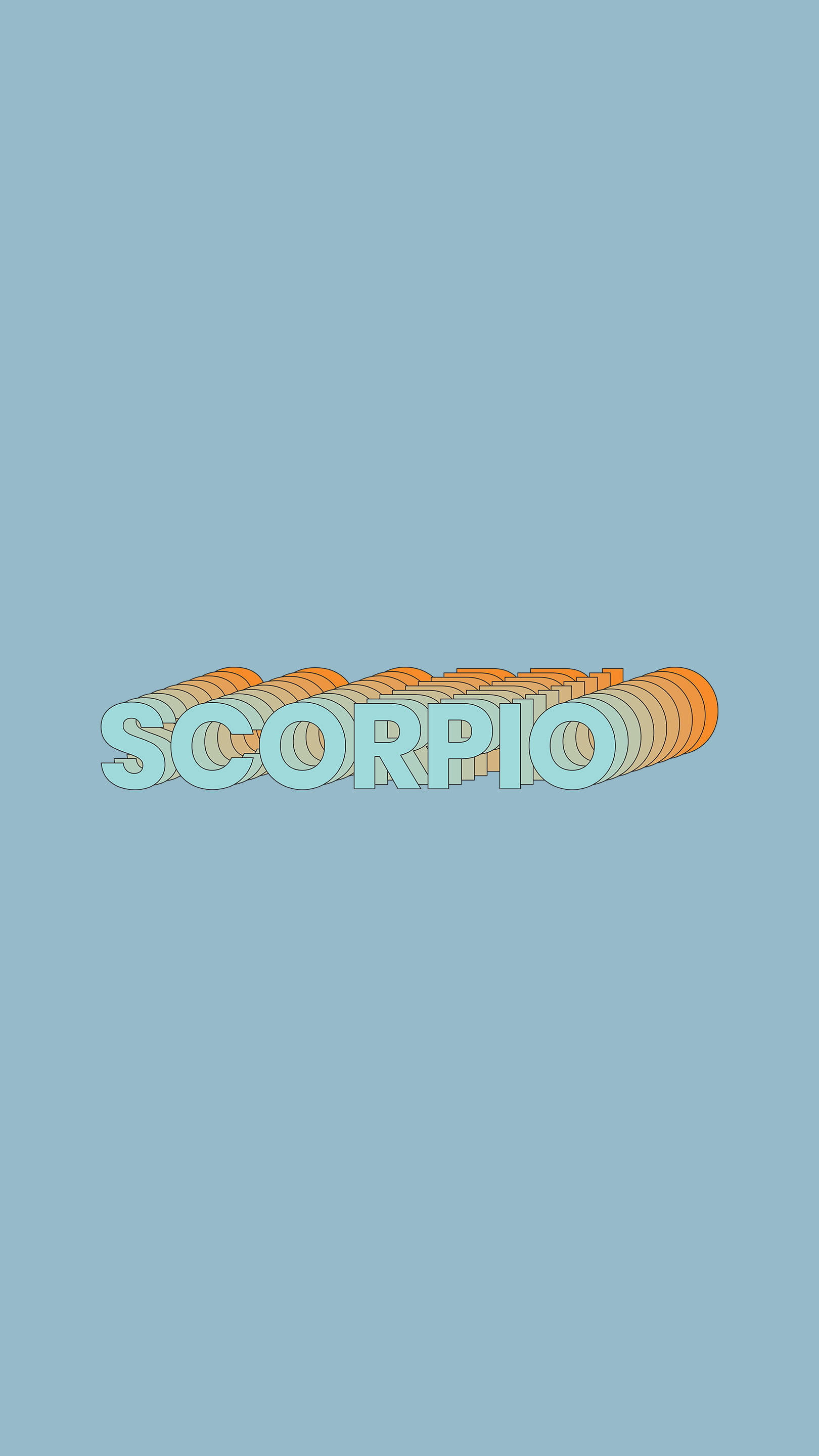 Scorpio, light blue 3D letters, orange stripes, 2K Phone Wallpaper