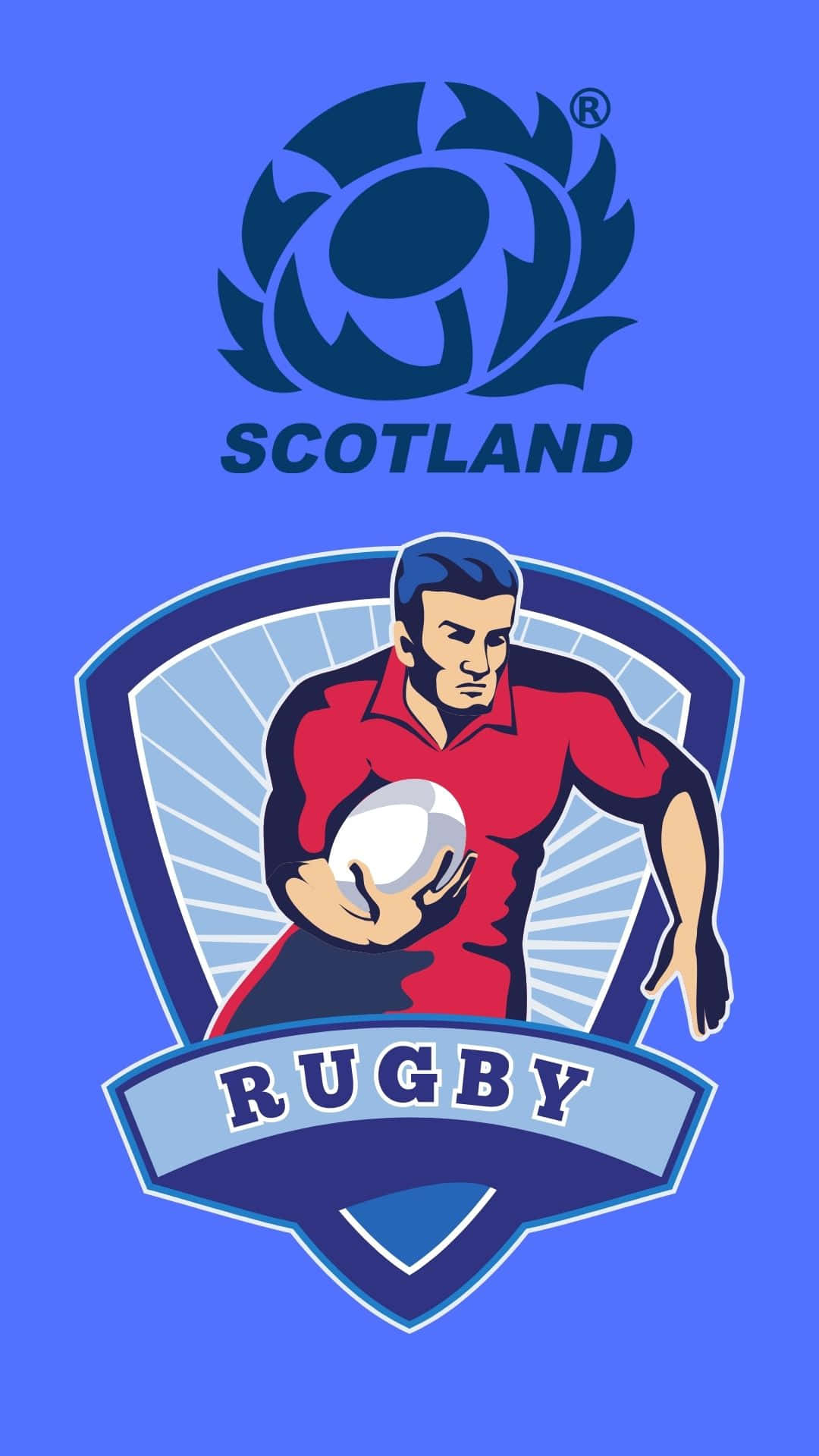 Scotland Rugby, red jersey, thistle emblem, Full HD Phone Wallpaper
