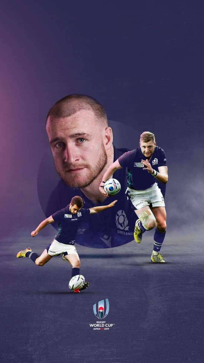 Scotland Rugby, purple gradient background, large portrait of his face, SD Phone Wallpaper