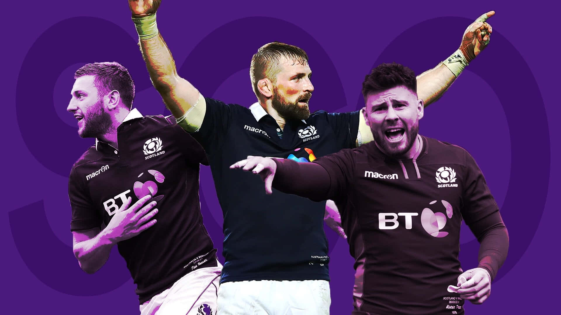 Scotland Rugby, maroon jerseys, vibrant purple background, Full HD Desktop Wallpaper