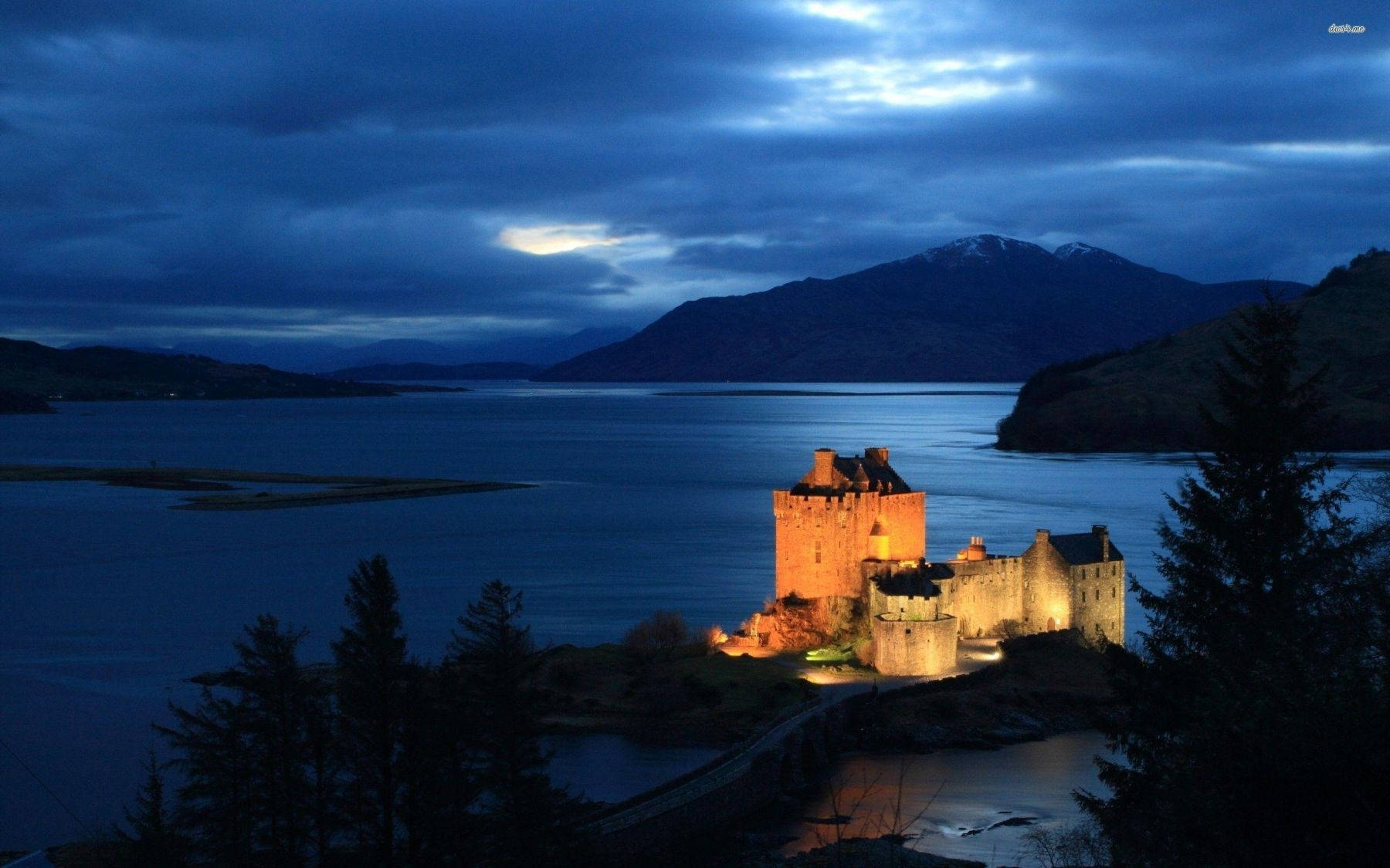 Scotland, castle, twilight sky, HD Desktop Wallpaper