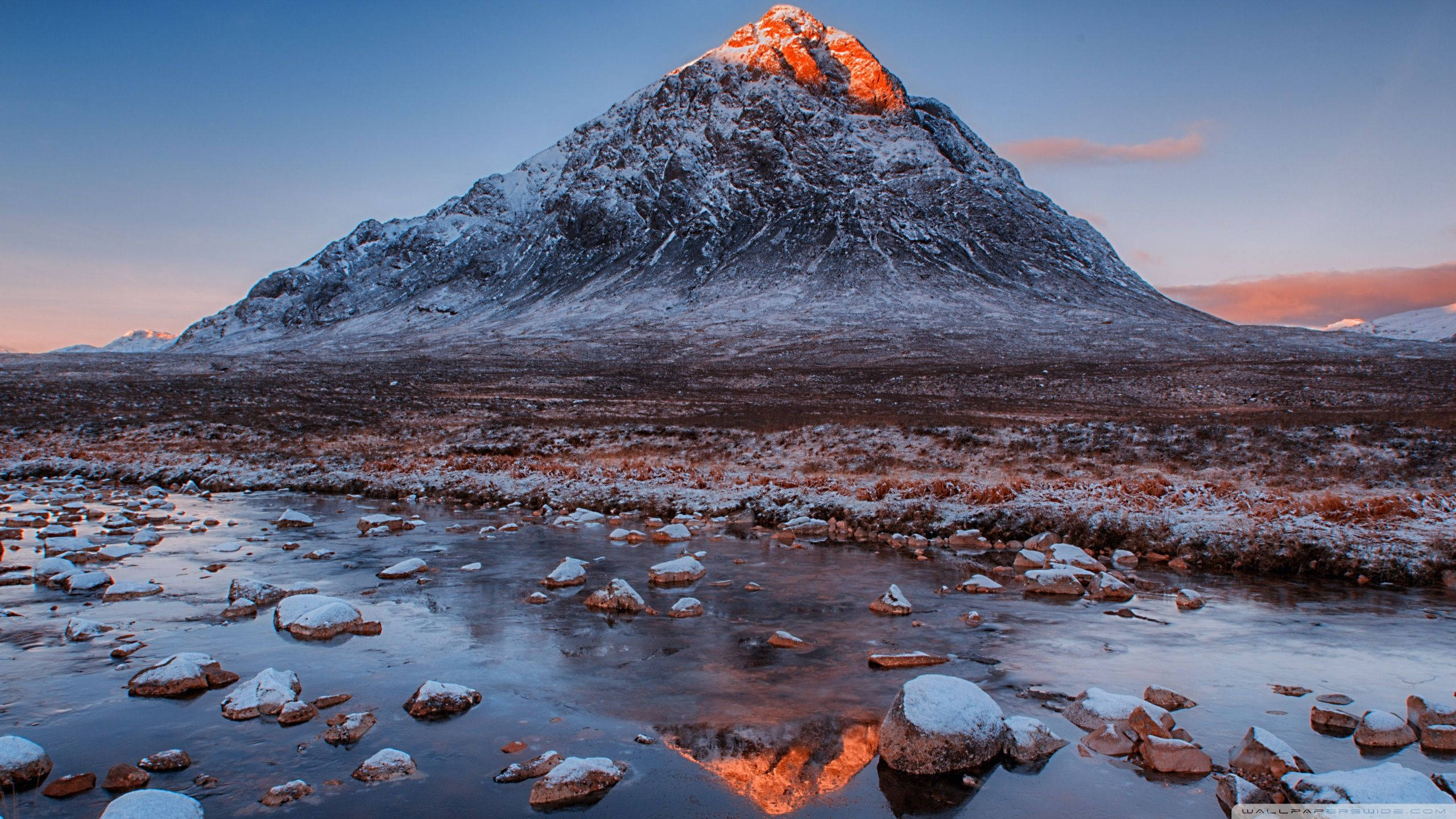 Scotland, mountain peak, orange tones, 2K Desktop Wallpaper