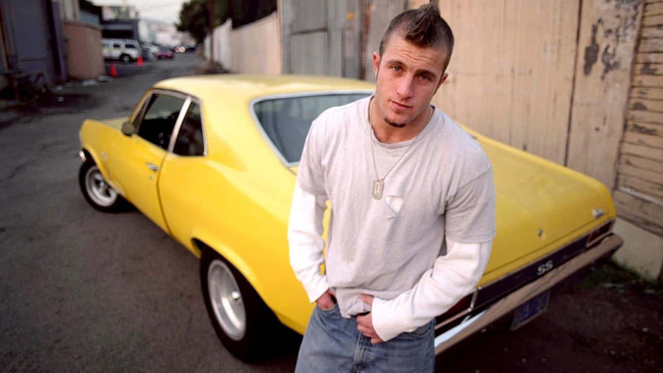 Scott Caan, mohawk, vintage yellow muscle car, HD Desktop Wallpaper