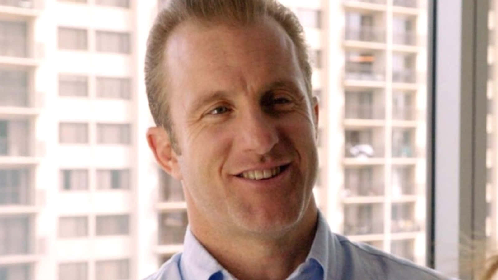 Scott Caan, light blue shirt, window, HD Desktop Wallpaper