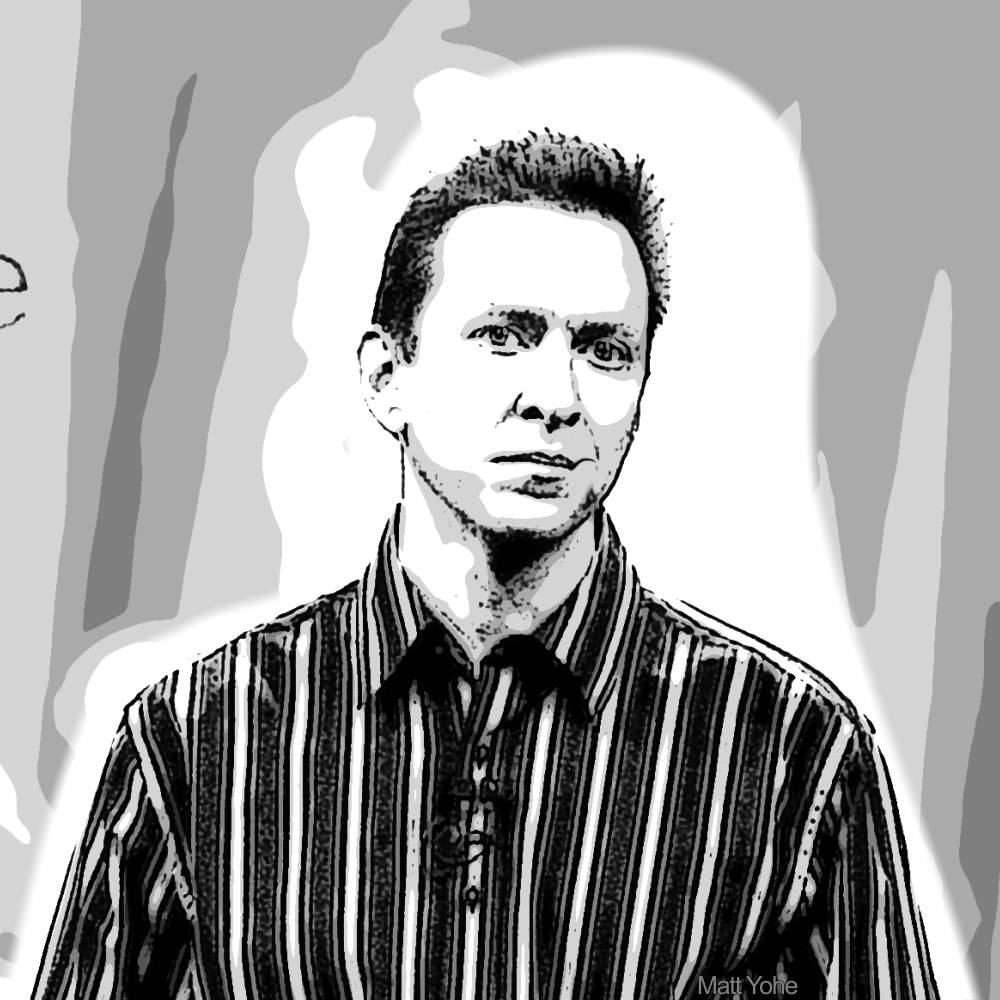 Scott Forstall, black and white aesthetic, striped shirt, SD Desktop Wallpaper