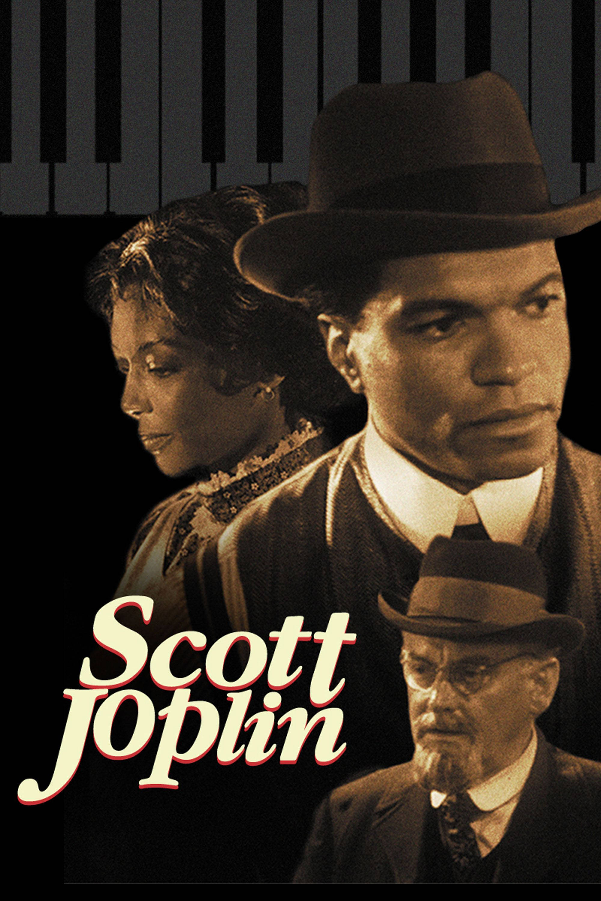 Scott Joplin, piano keyboard backdrop, sepia-toned, 2K Phone Wallpaper