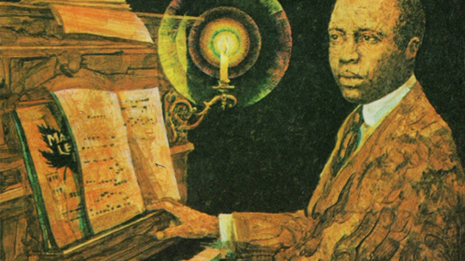 Scott Joplin, piano, sheet music, Full HD Desktop Wallpaper