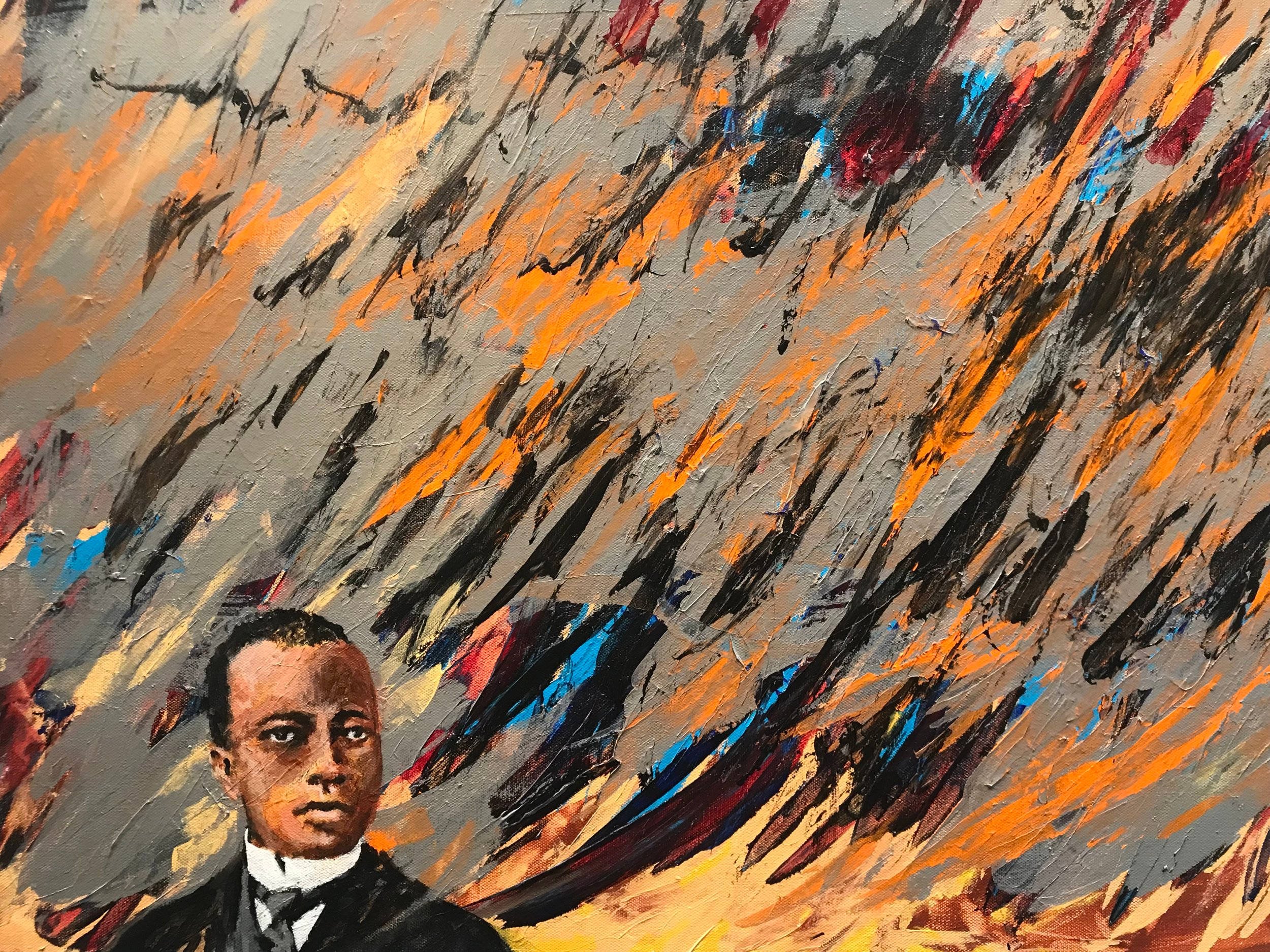 Scott Joplin, formal attire, orange gray, Full HD Desktop Wallpaper