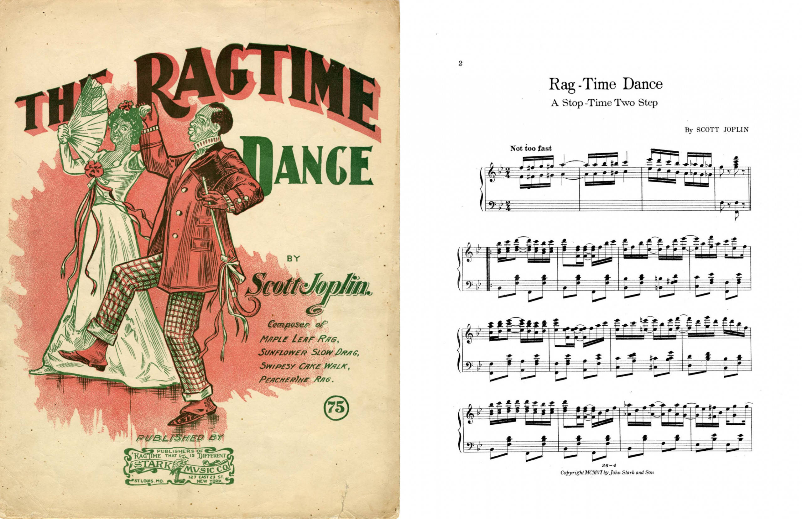 Scott Joplin, Ragtime Dance, sheet music, 2K Desktop Wallpaper