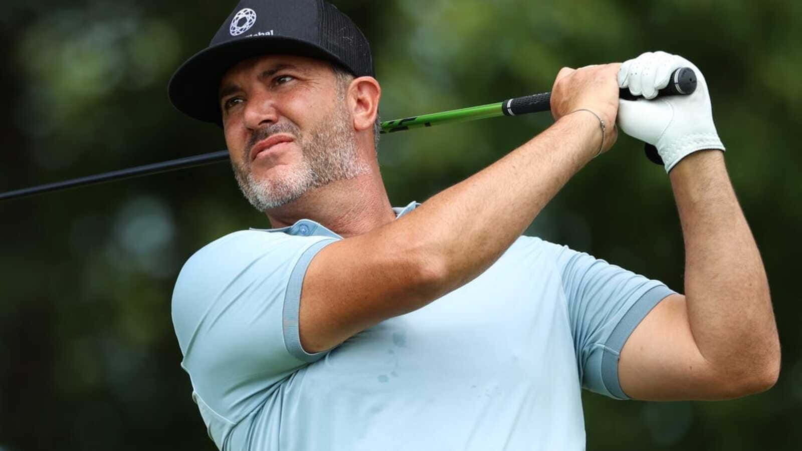 Scott Piercy, golfer, mid-swing, HD Desktop Wallpaper