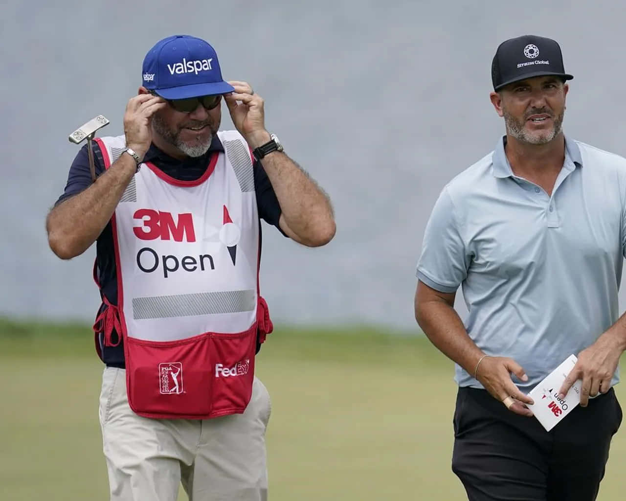 Scott Piercy, caddie, golf course, HD Desktop Wallpaper