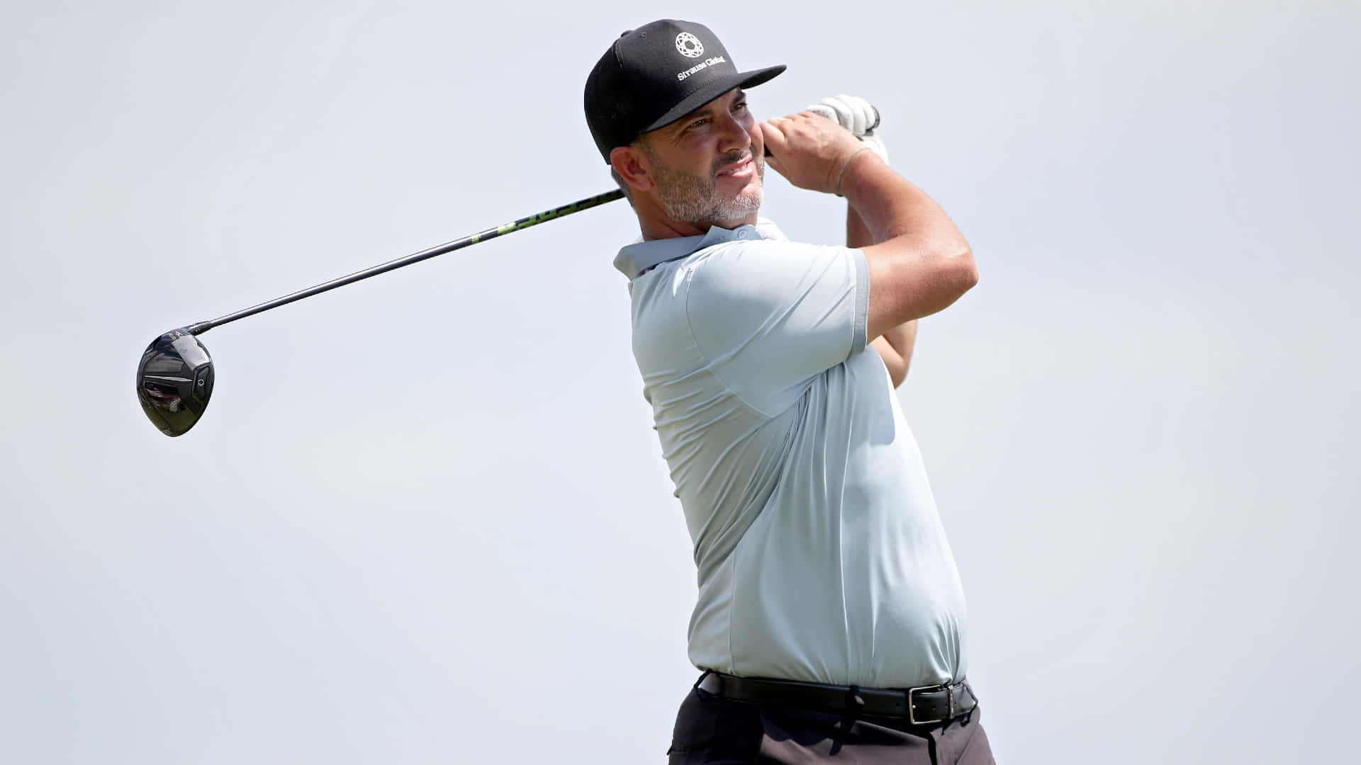Scott Piercy, grey backdrop, golfer, Full HD Desktop Wallpaper