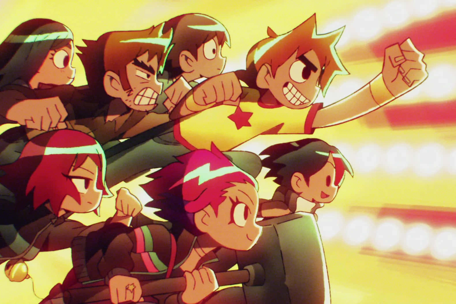 Scott Pilgrim, animated adventure, glowing yellow, HD Desktop Wallpaper
