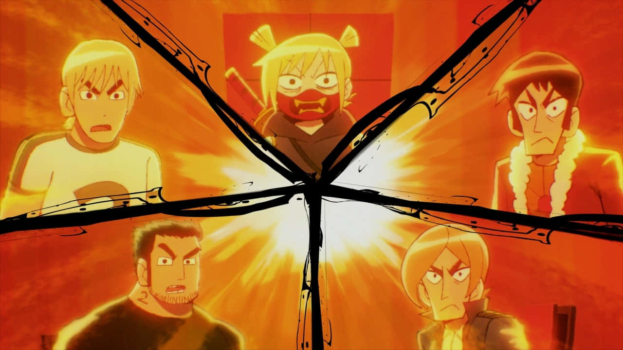 Scott Pilgrim, anime transformation, fiery orange background, HD Desktop Wallpaper