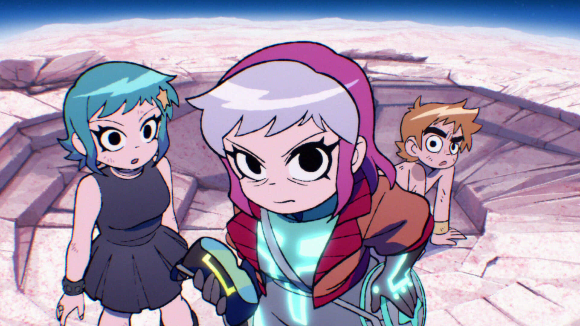Scott Pilgrim, animated adventure, anime characters, Full HD Desktop Wallpaper