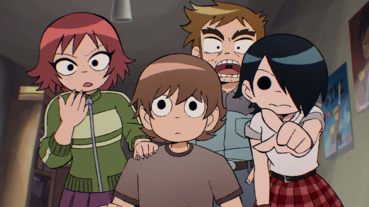 Scott Pilgrim, animated characters, anime kids, SD Desktop Wallpaper