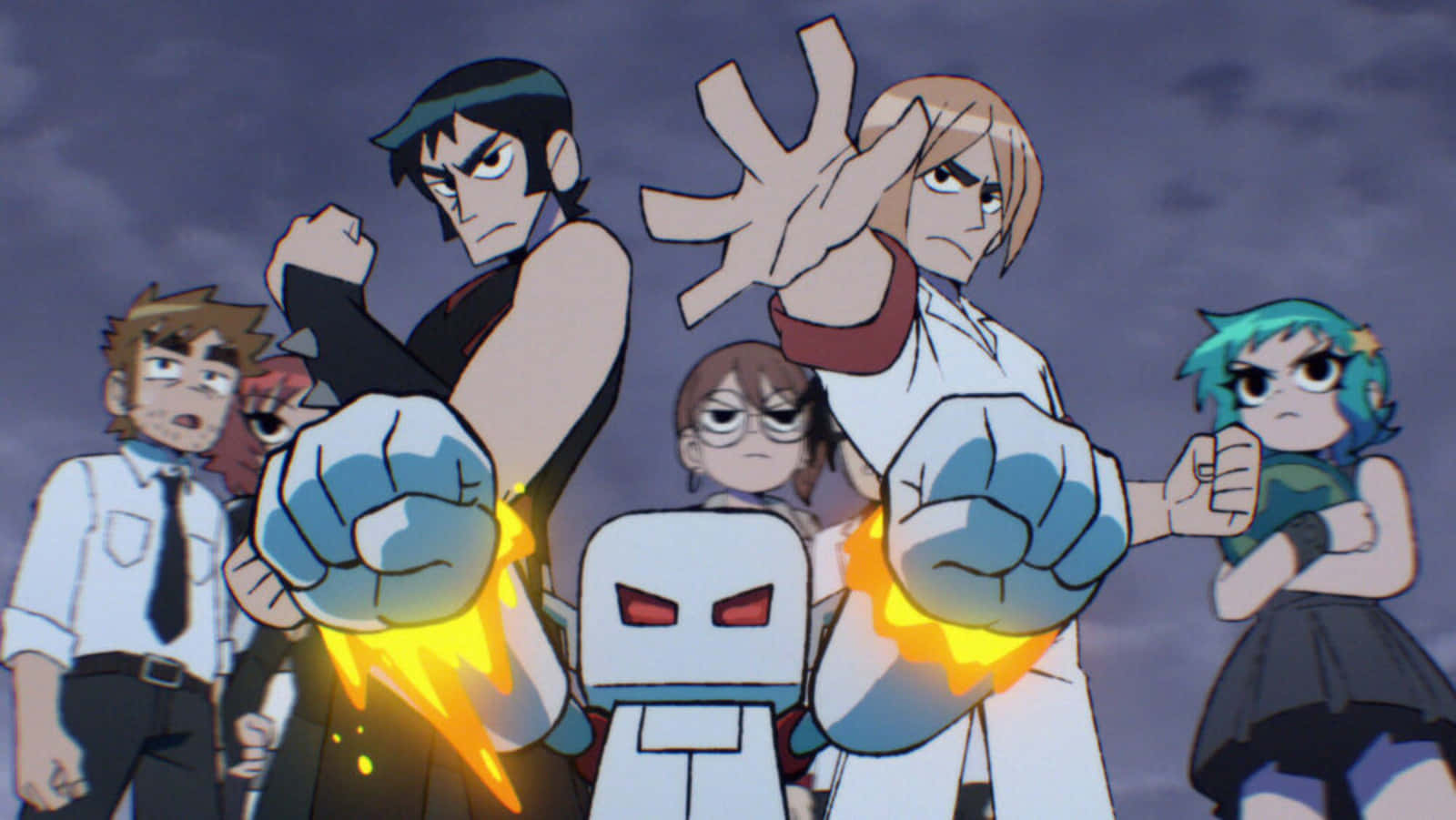 Scott Pilgrim, animated characters, glowing fists, HD Desktop Wallpaper