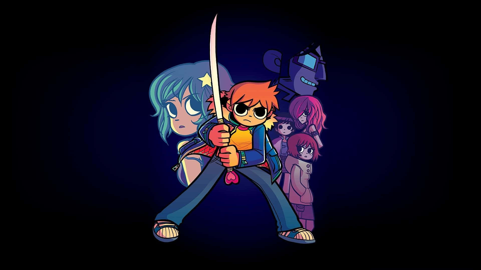 Scott Pilgrim, sword, anime character, Full HD Desktop Wallpaper