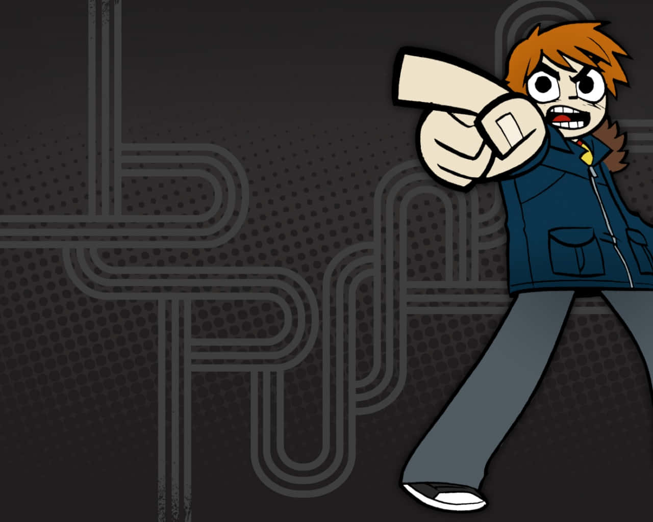 Scott Pilgrim, orange hair, dark gray background, HD Desktop Wallpaper